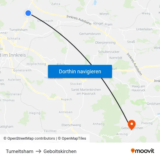 Tumeltsham to Geboltskirchen map