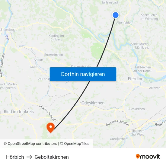 Hörbich to Geboltskirchen map