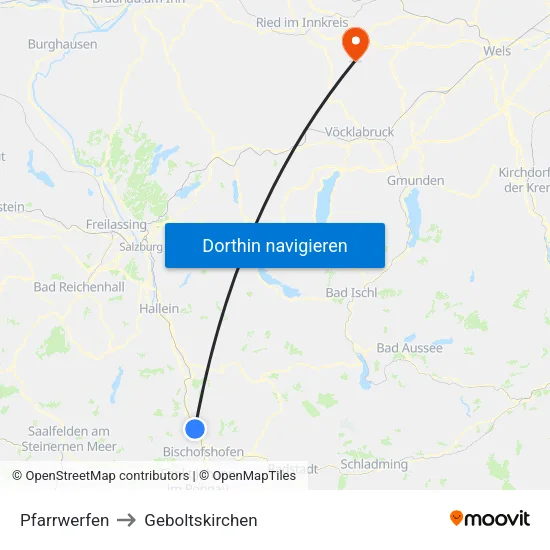 Pfarrwerfen to Geboltskirchen map