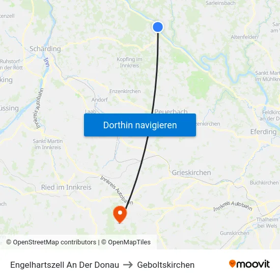 Engelhartszell An Der Donau to Geboltskirchen map