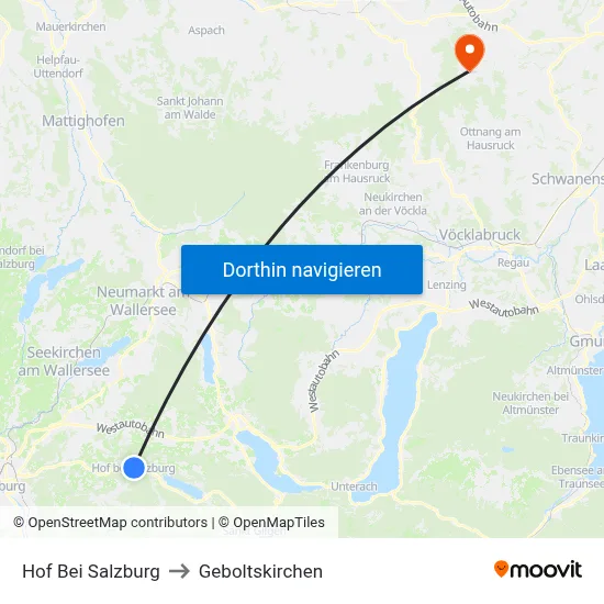 Hof Bei Salzburg to Geboltskirchen map