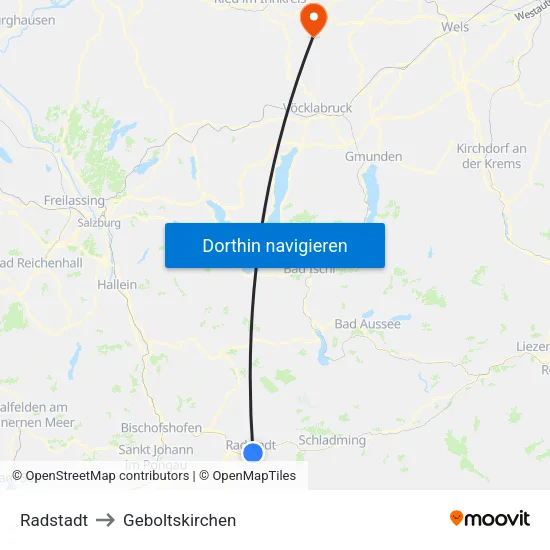 Radstadt to Geboltskirchen map