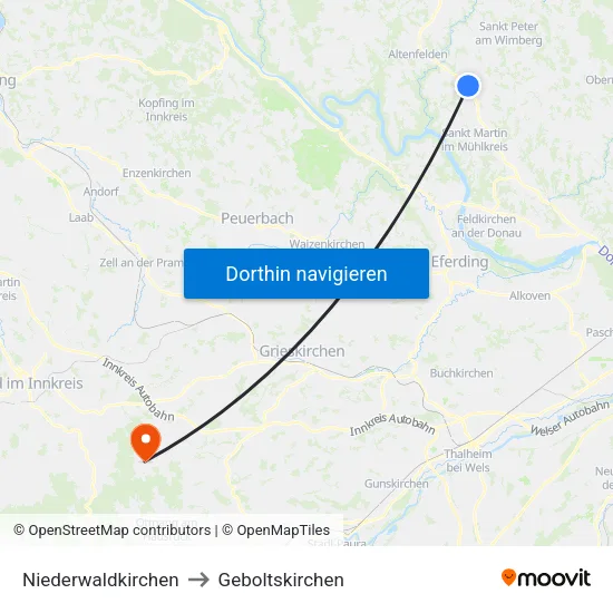 Niederwaldkirchen to Geboltskirchen map