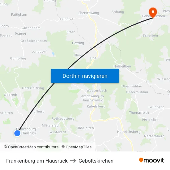 Frankenburg am Hausruck to Geboltskirchen map