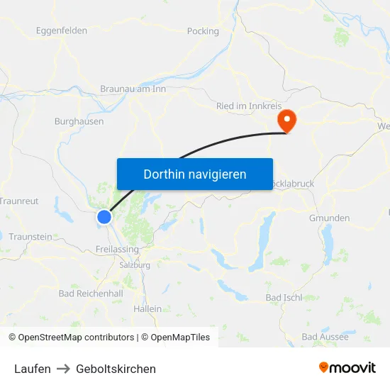 Laufen to Geboltskirchen map