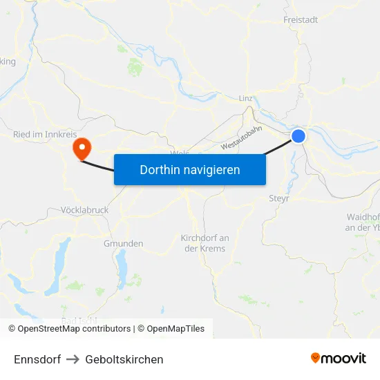 Ennsdorf to Geboltskirchen map