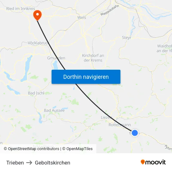 Trieben to Geboltskirchen map