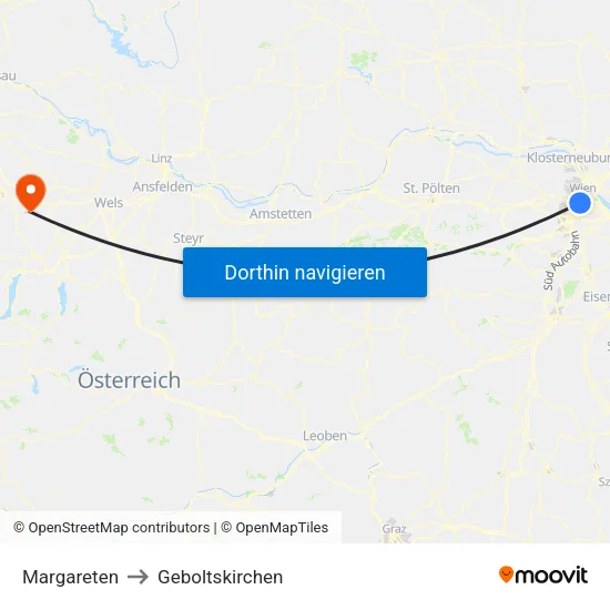 Margareten to Geboltskirchen map