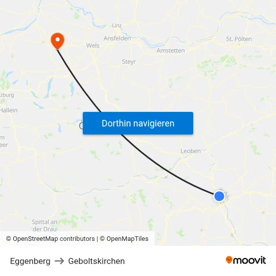 Eggenberg to Geboltskirchen map