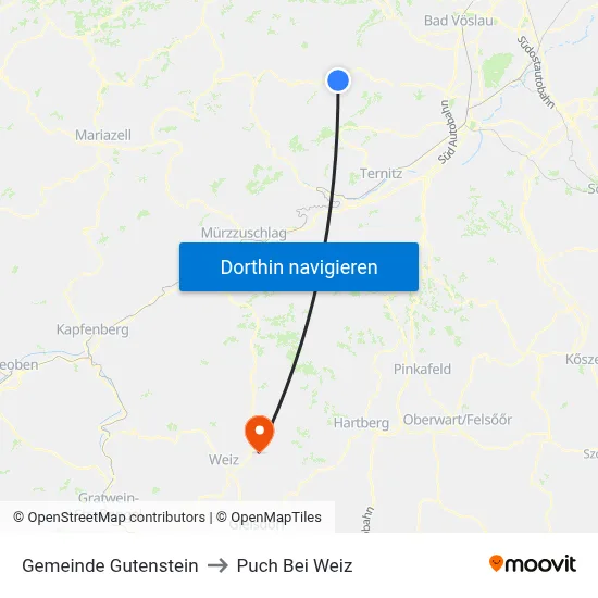 Gemeinde Gutenstein to Puch Bei Weiz map