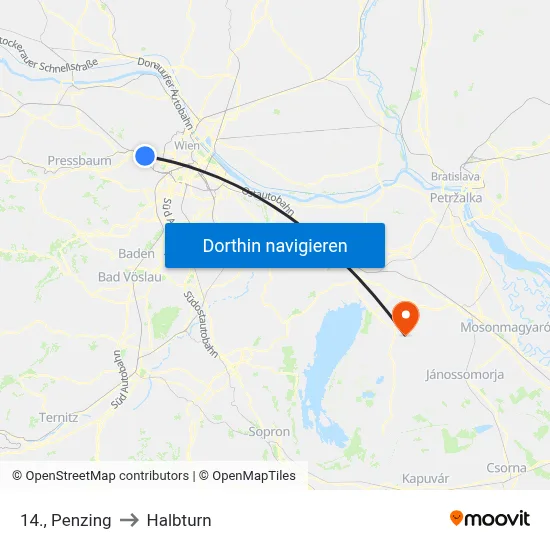 14., Penzing to Halbturn map