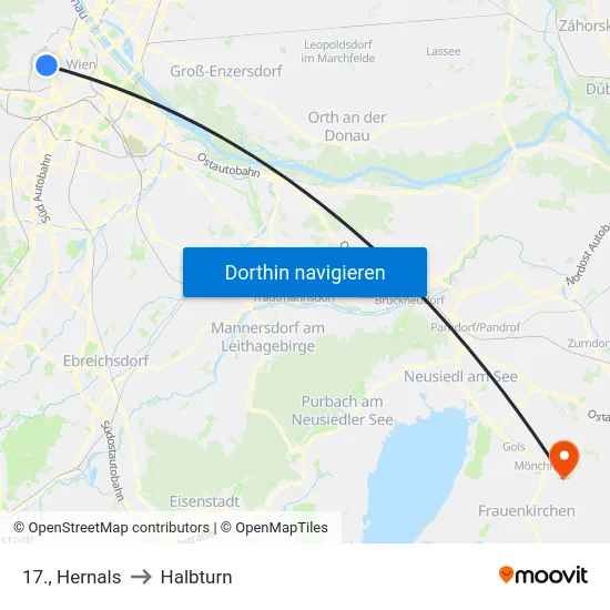 17., Hernals to Halbturn map