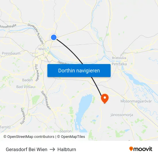 Gerasdorf Bei Wien to Halbturn map