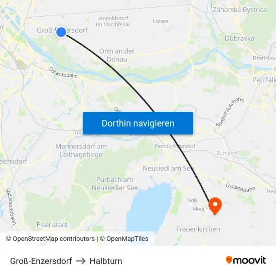 Groß-Enzersdorf to Halbturn map