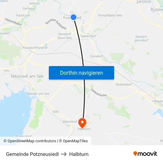 Gemeinde Potzneusiedl to Halbturn map