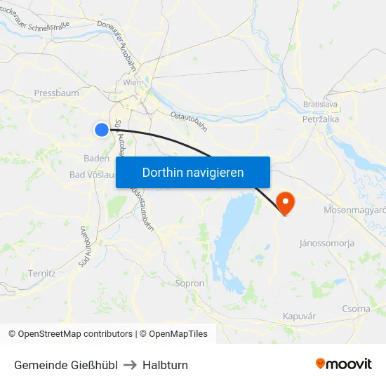 Gemeinde Gießhübl to Halbturn map