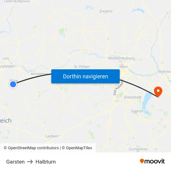 Garsten to Halbturn map