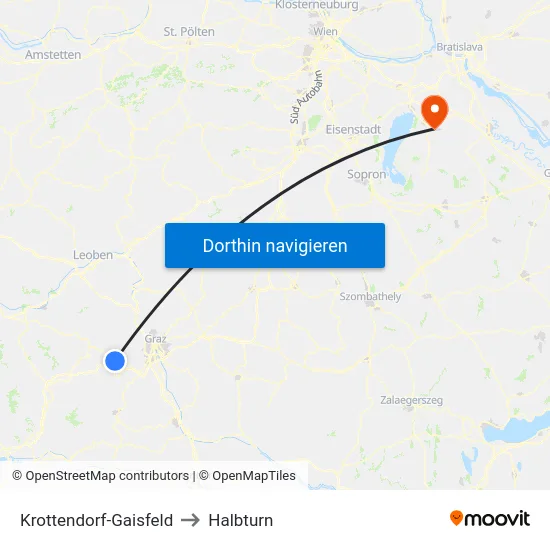 Krottendorf-Gaisfeld to Halbturn map