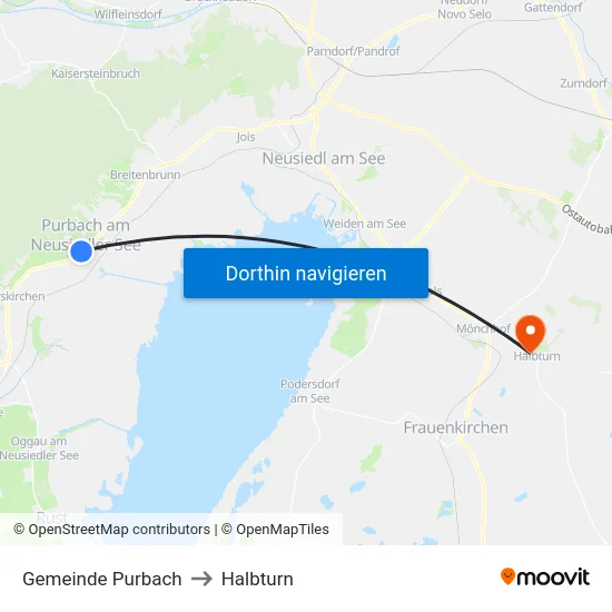 Gemeinde Purbach to Halbturn map