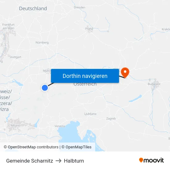 Gemeinde Scharnitz to Halbturn map