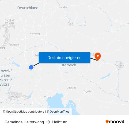 Gemeinde Heiterwang to Halbturn map