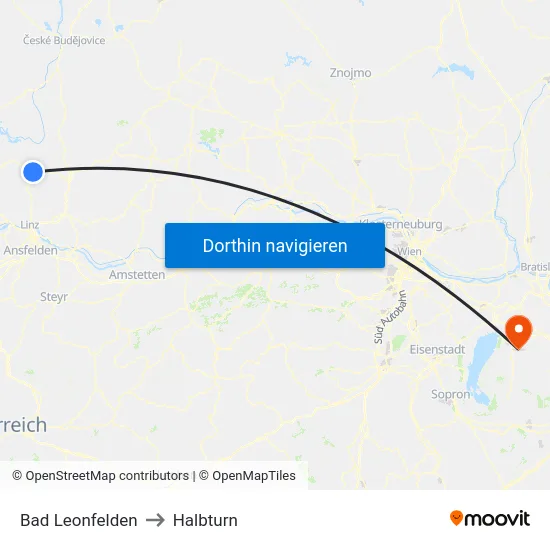 Bad Leonfelden to Halbturn map