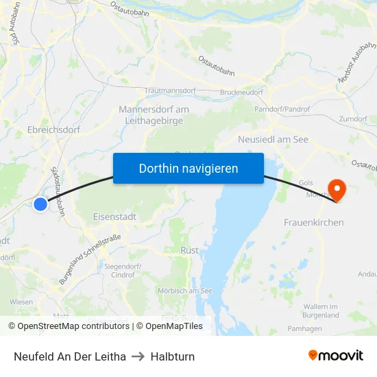 Neufeld An Der Leitha to Halbturn map