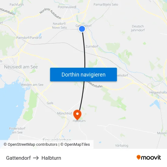 Gattendorf to Halbturn map