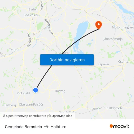 Gemeinde Bernstein to Halbturn map