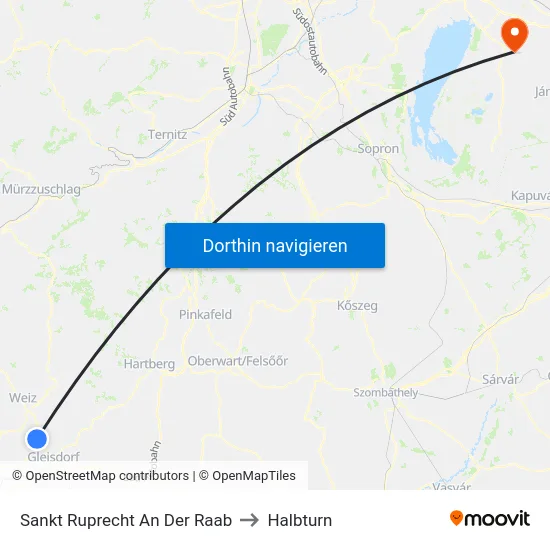 Sankt Ruprecht An Der Raab to Halbturn map