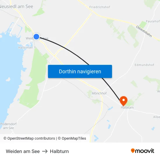 Weiden am See to Halbturn map
