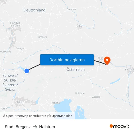 Stadt Bregenz to Halbturn map