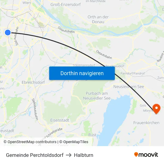 Gemeinde Perchtoldsdorf to Halbturn map