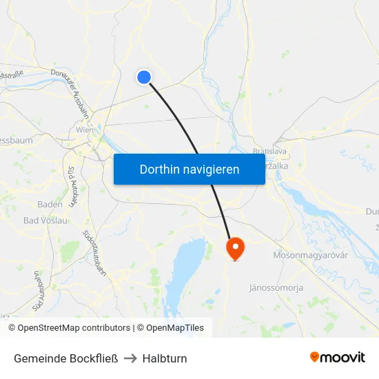 Gemeinde Bockfließ to Halbturn map