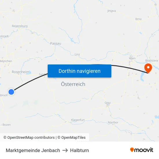 Marktgemeinde Jenbach to Halbturn map