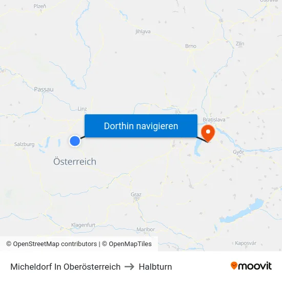Micheldorf In Oberösterreich to Halbturn map