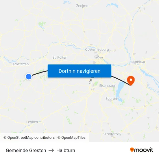 Gemeinde Gresten to Halbturn map
