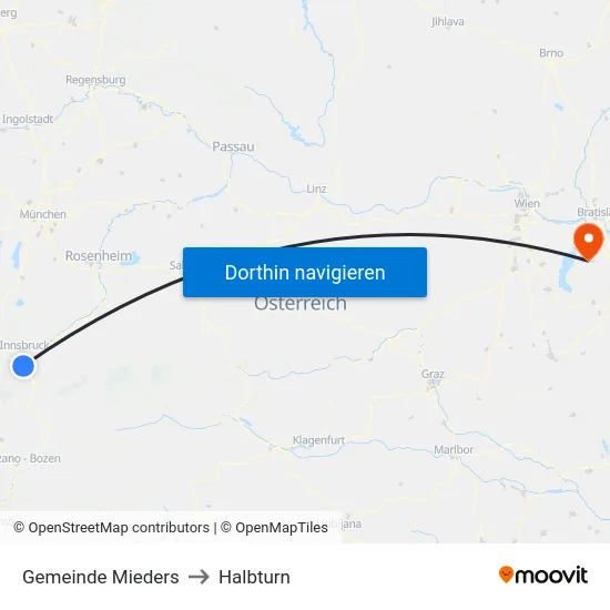 Gemeinde Mieders to Halbturn map