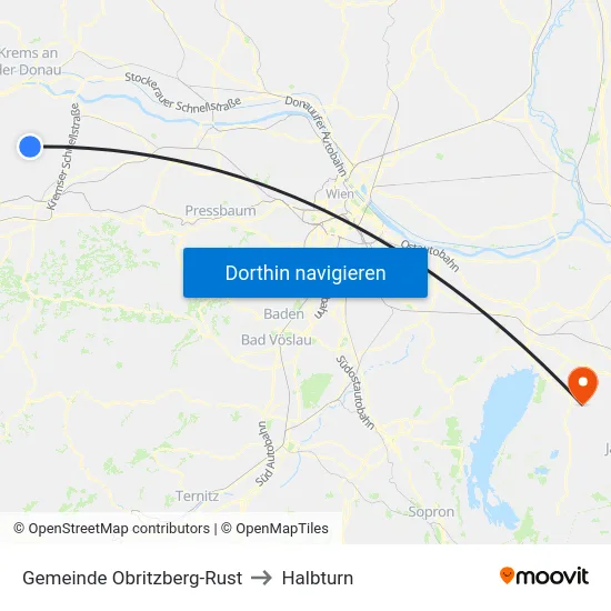 Gemeinde Obritzberg-Rust to Halbturn map