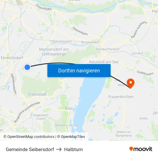 Gemeinde Seibersdorf to Halbturn map