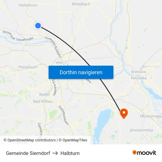 Gemeinde Sierndorf to Halbturn map