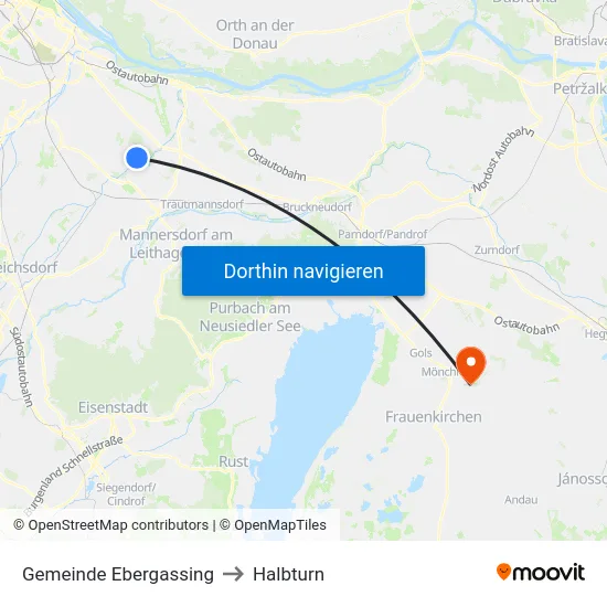 Gemeinde Ebergassing to Halbturn map