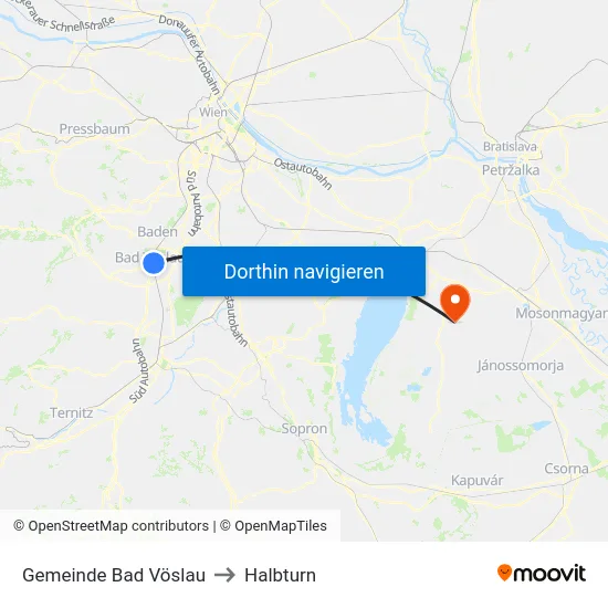 Gemeinde Bad Vöslau to Halbturn map