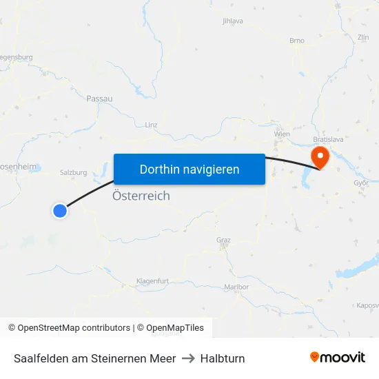 Saalfelden am Steinernen Meer to Halbturn map