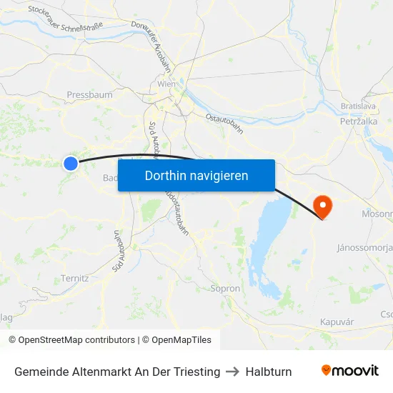 Gemeinde Altenmarkt An Der Triesting to Halbturn map