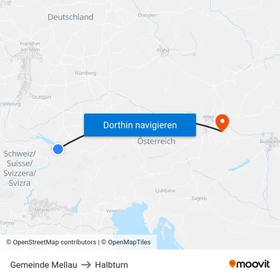 Gemeinde Mellau to Halbturn map