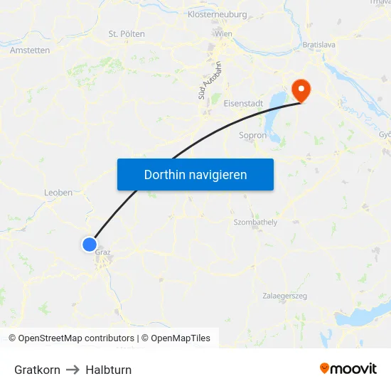 Gratkorn to Halbturn map