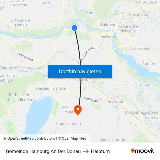 Gemeinde Hainburg An Der Donau to Halbturn map
