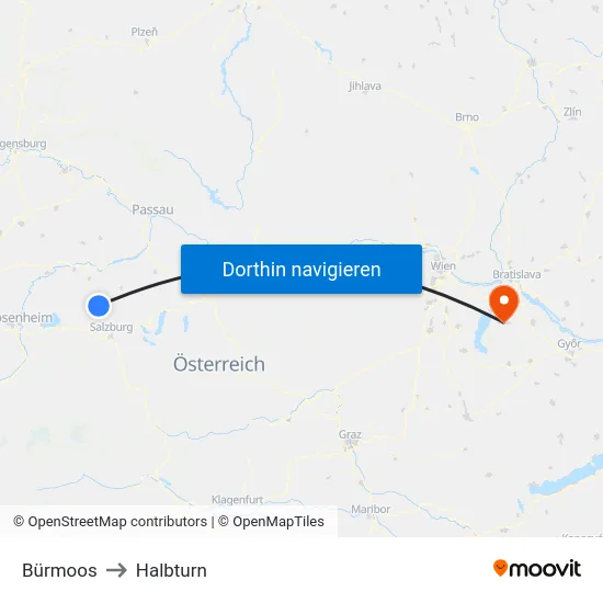 Bürmoos to Halbturn map