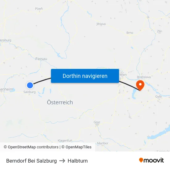 Berndorf Bei Salzburg to Halbturn map